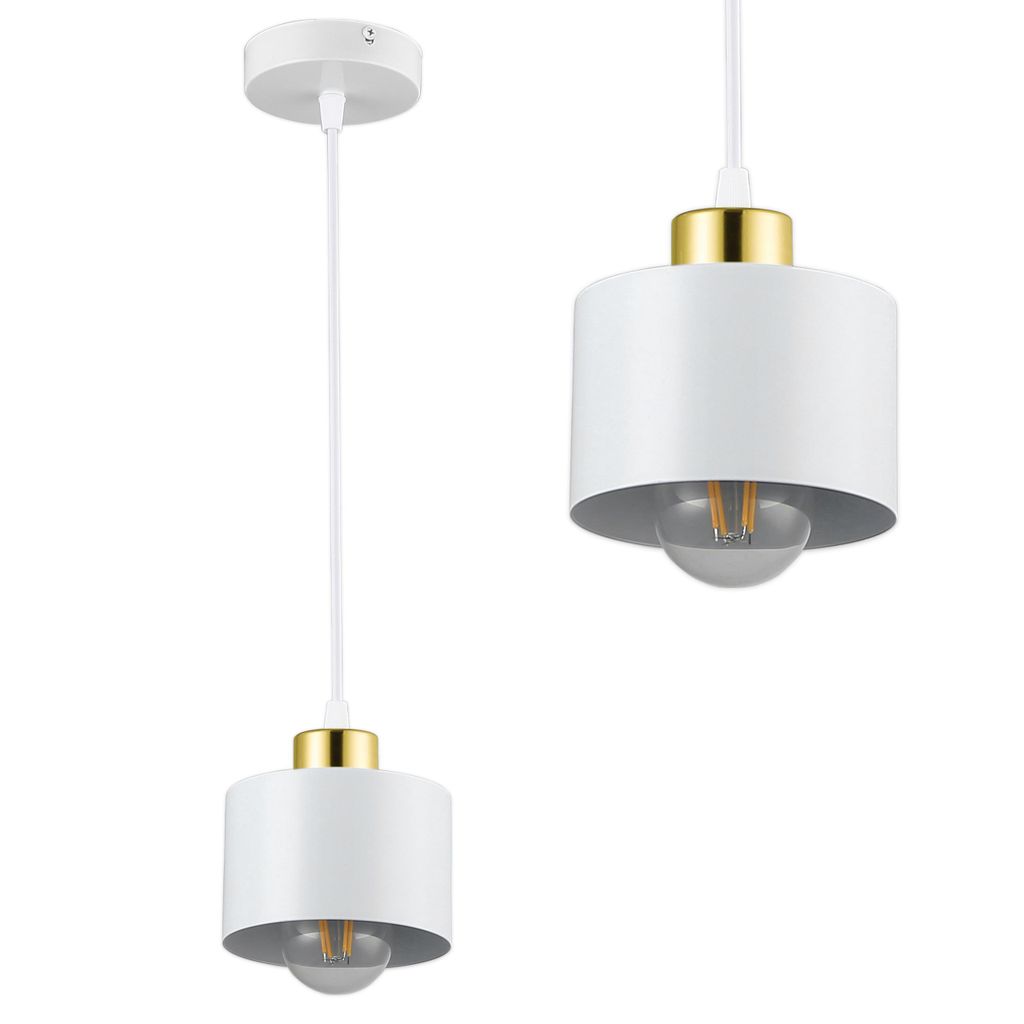 MasterLED Pendelleuchte Elza E27 Weiß-Gold – Moderne Hängelampe höhenverstellbar für Esszimmer, Küche & Wohnzimmer