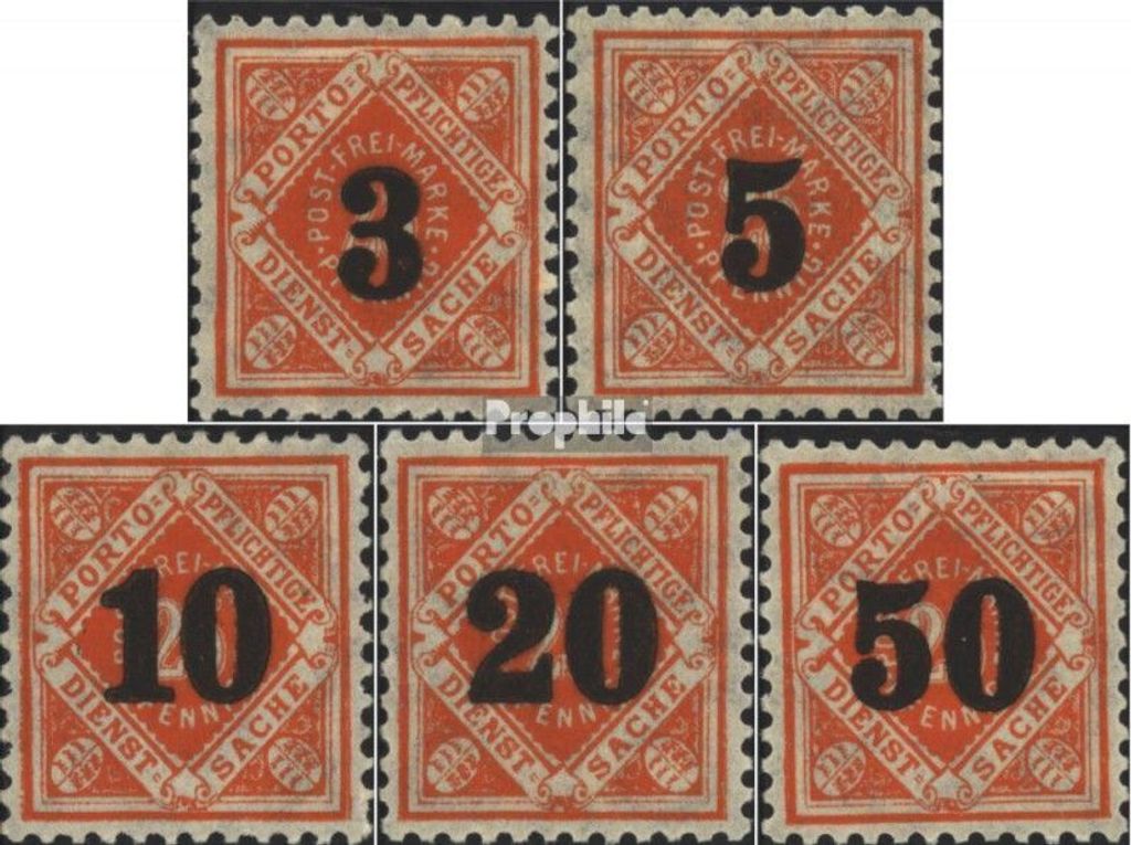 Briefmarken Württemberg 1923 Mi D184-D188 (kompl.Ausg.) postfrisch Ziffern in Raute