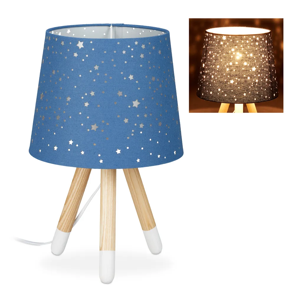 Relaxdays Lampe de table étoiles pour chambre d'enfant - Veilleuse grise