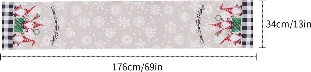 Weihnachts-Tischläufer, langlebig, exquisiter Schneeflocken-Zwerg-Druck, Tischdecke für Heim-Festival-Dekoration