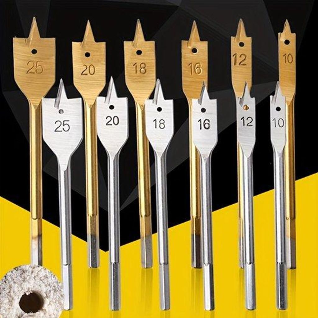 12-teiliges Holzbearbeitungs-Sets mit 6-teiligen Schraubenziehern, Holzbohrer mit Flachbohrern für Holzplatten und -blöcke, Gartentools