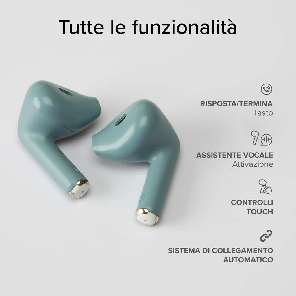 SBS Go Pods Écouteurs True Wireless Stereo TWS Vert Pétrole USB-C