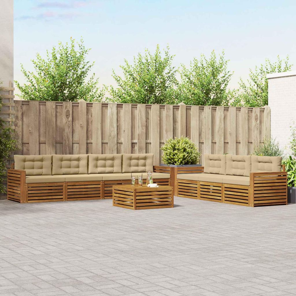 "SALE 2026"Outdoor-Sofagarnitur - CLORIS - Balkonmöbe/Sitzgruppe - mit Kissen 8 pcs - Moderne Design - Natur und Beige - Gartensofas NeuMöbel453459