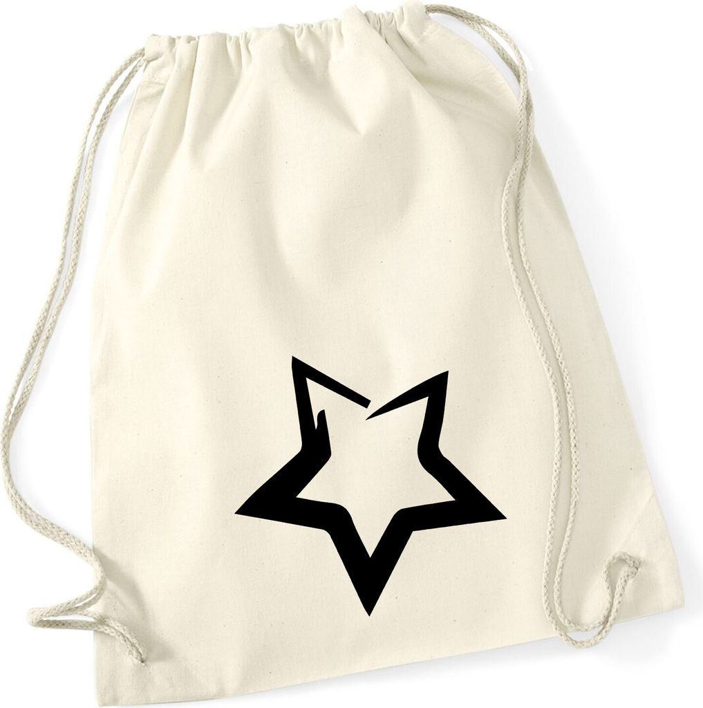 Huuraa Turnbeutel Stern Star 12 Liter Natural Baumwolle Rucksack Geschenkidee
