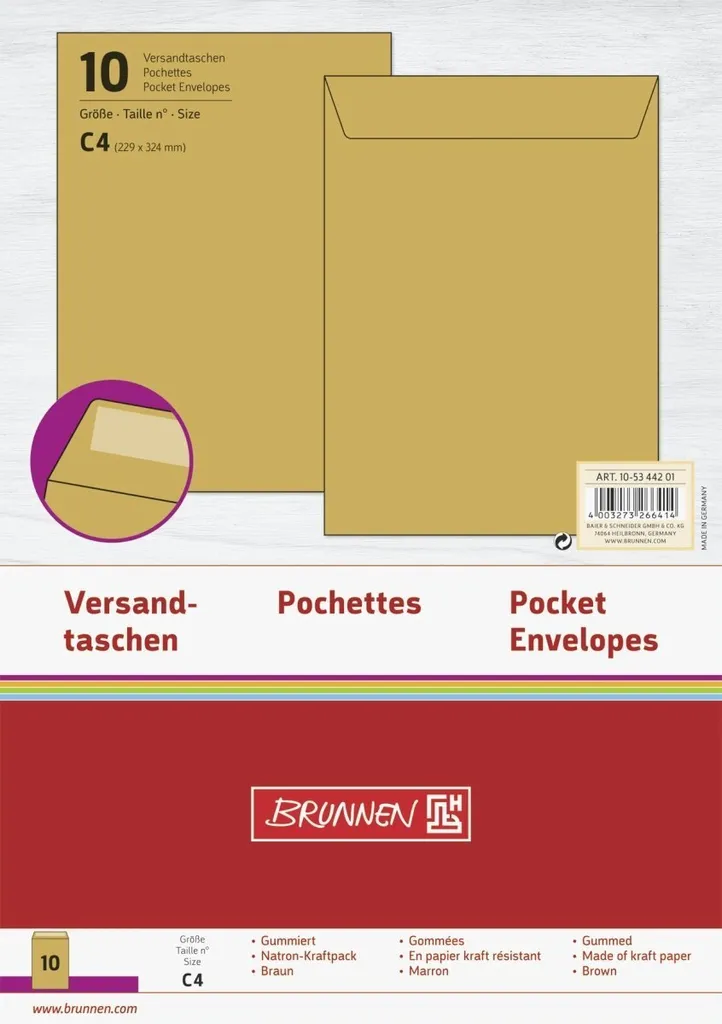 Enveloppe d'expédition C4 Natron pack de 10 pour envoyer vos dossiers A4