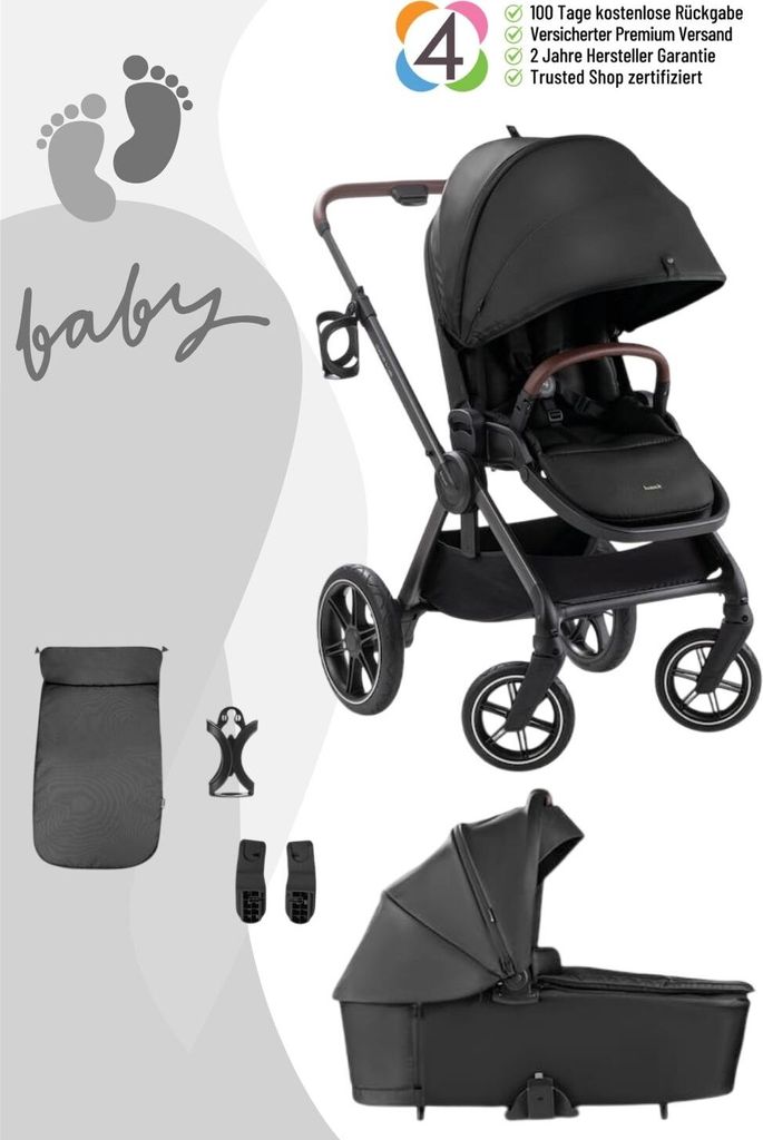 Hauck Comfort N Care Kinderwagen Set, Farbe:Black