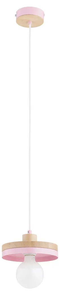 Suspension Alfa LARSO Violet et Rose en Bois 1xE27 90x19cm Design