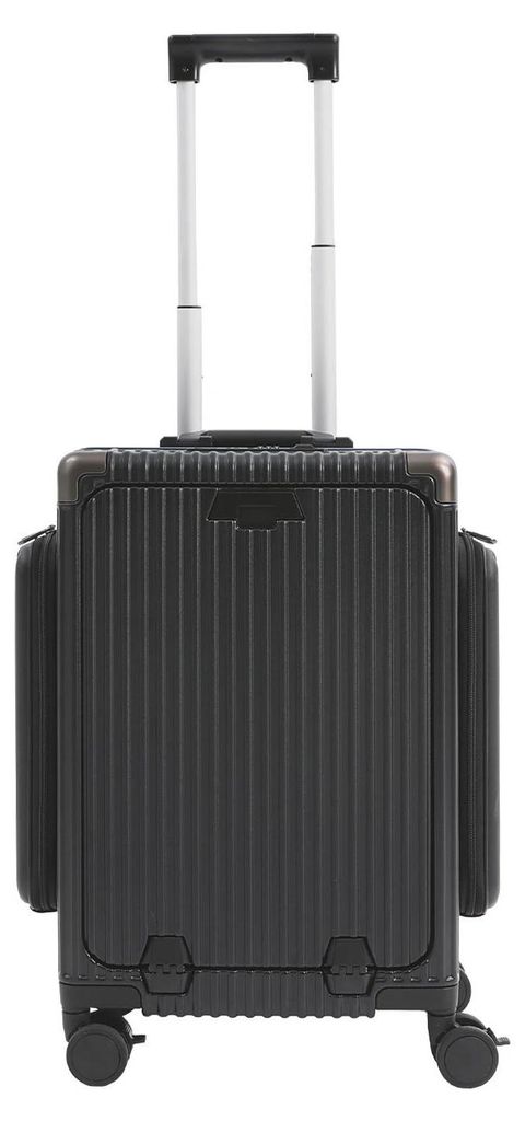 Koffer - Hartschalen Kabinentrolley 50 cm - PC Polycarbonat - 4 Spinnerrollen - Integriertes Schloss - 3-fach Öffnung - Schwarz