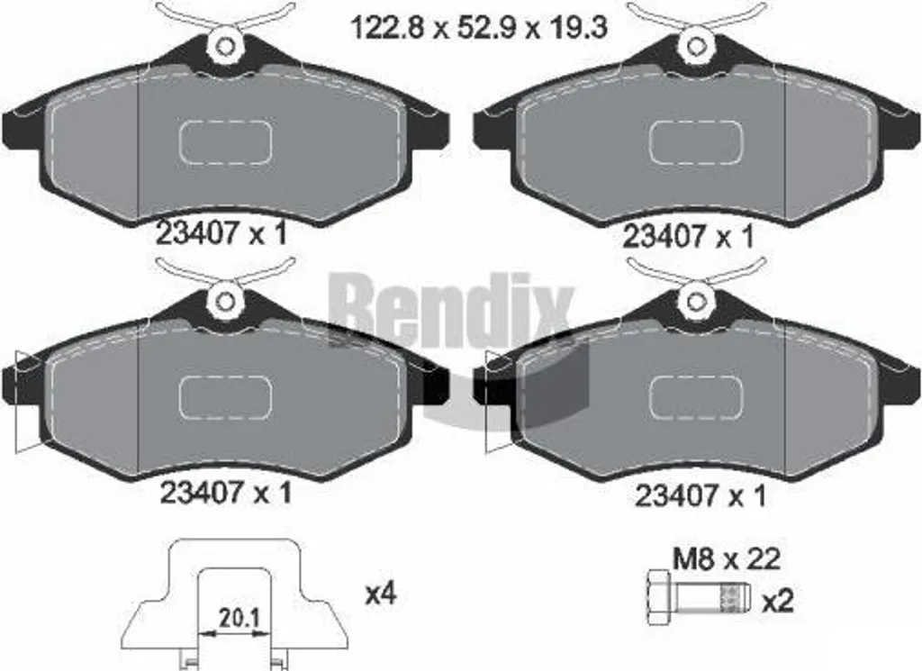Plaquettes de Frein Bendix BPD1029 pour Citroën C2 C3 OE 1611457180