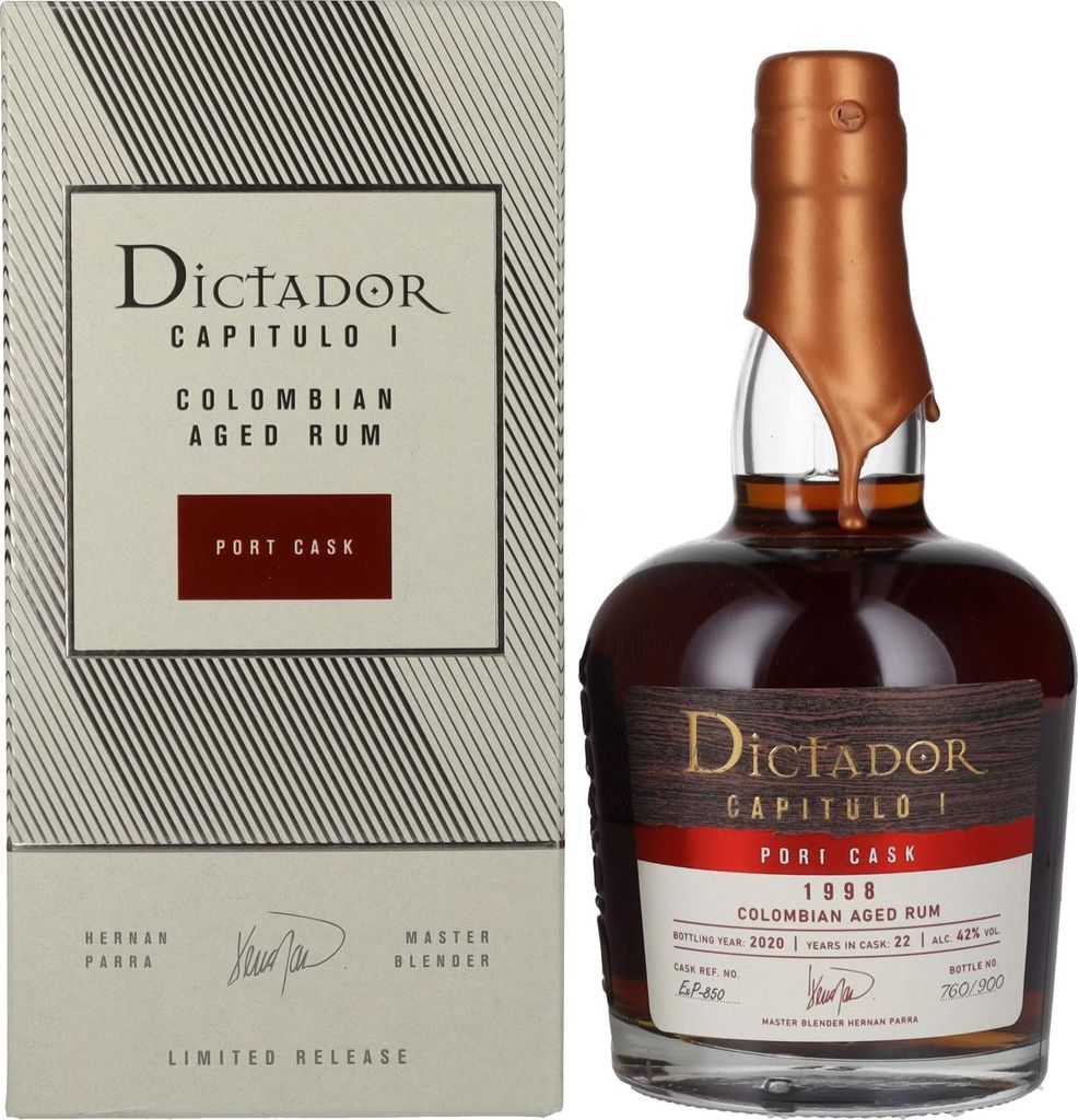Dictador CAPITULO I 22 Years Old Port Cask Colombian Aged Rum 1998 42% Vol. 0,7l in Geschenkbox