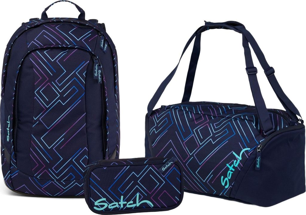 Satch Air Purple Laser Schulrucksack Set 3tlg.