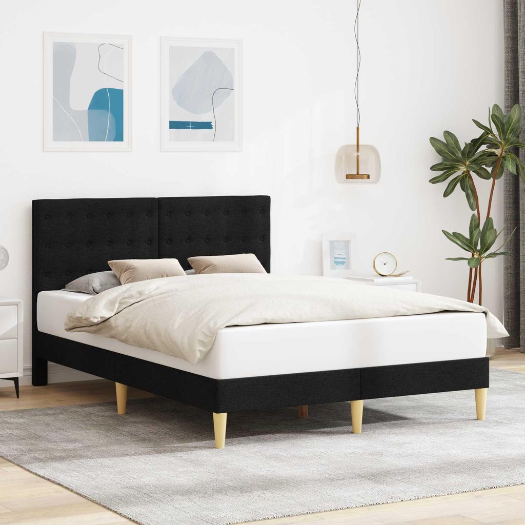 Möbel Bettrahmen mit Kopfteil Schwarz 120 x 200 cm StoffKlassische Betten - Klassische Betten c6887