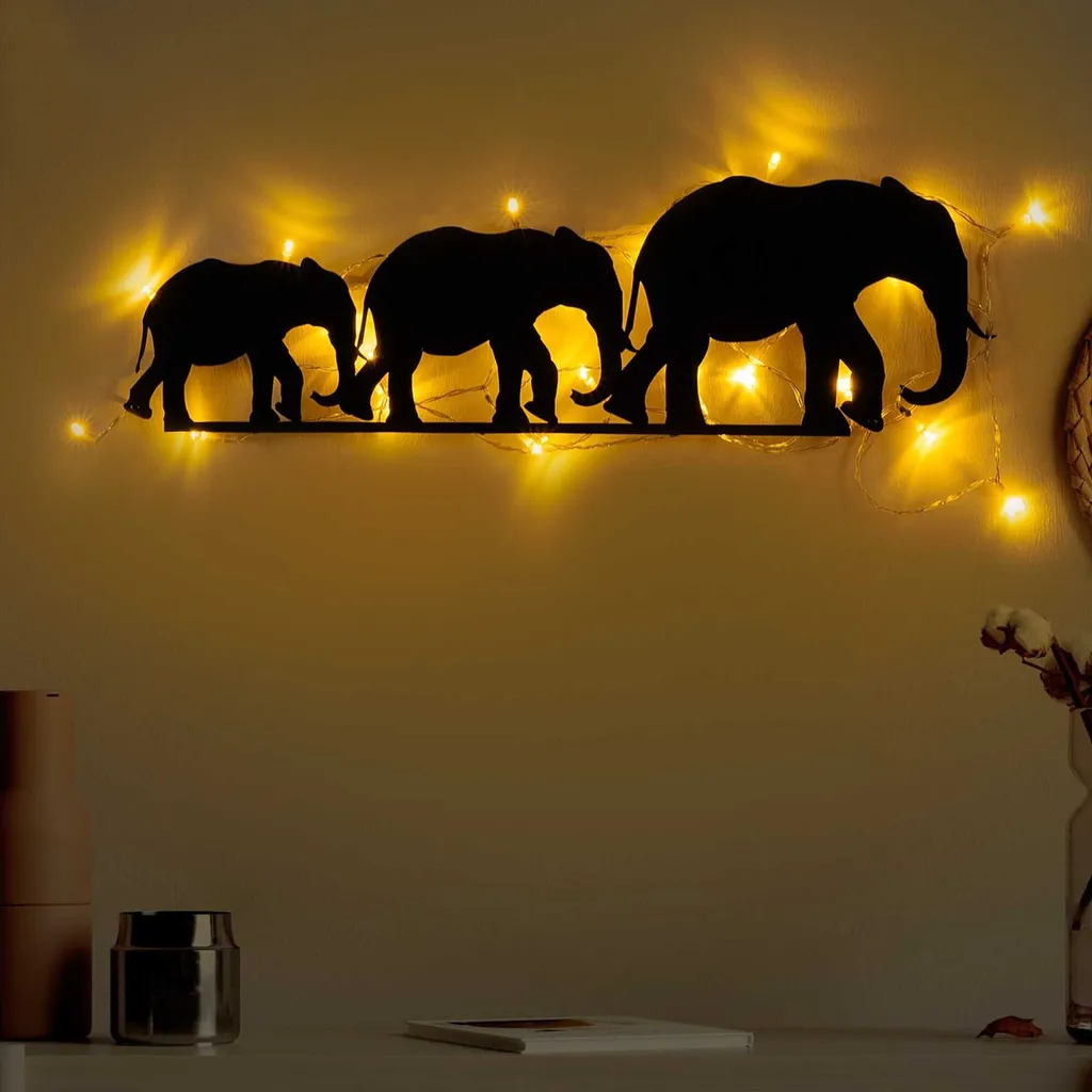 Décoration murale métal éléphant noir Wallity design moderne 50 cm