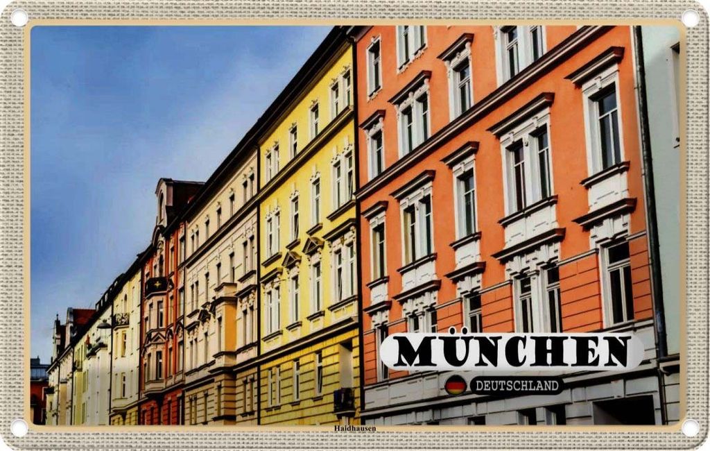 vianmo Blechschild 20x30 cm München Haidhausen Gebäude Bildmotiv Reisemotiv Abenteuer Reisen Urlaub