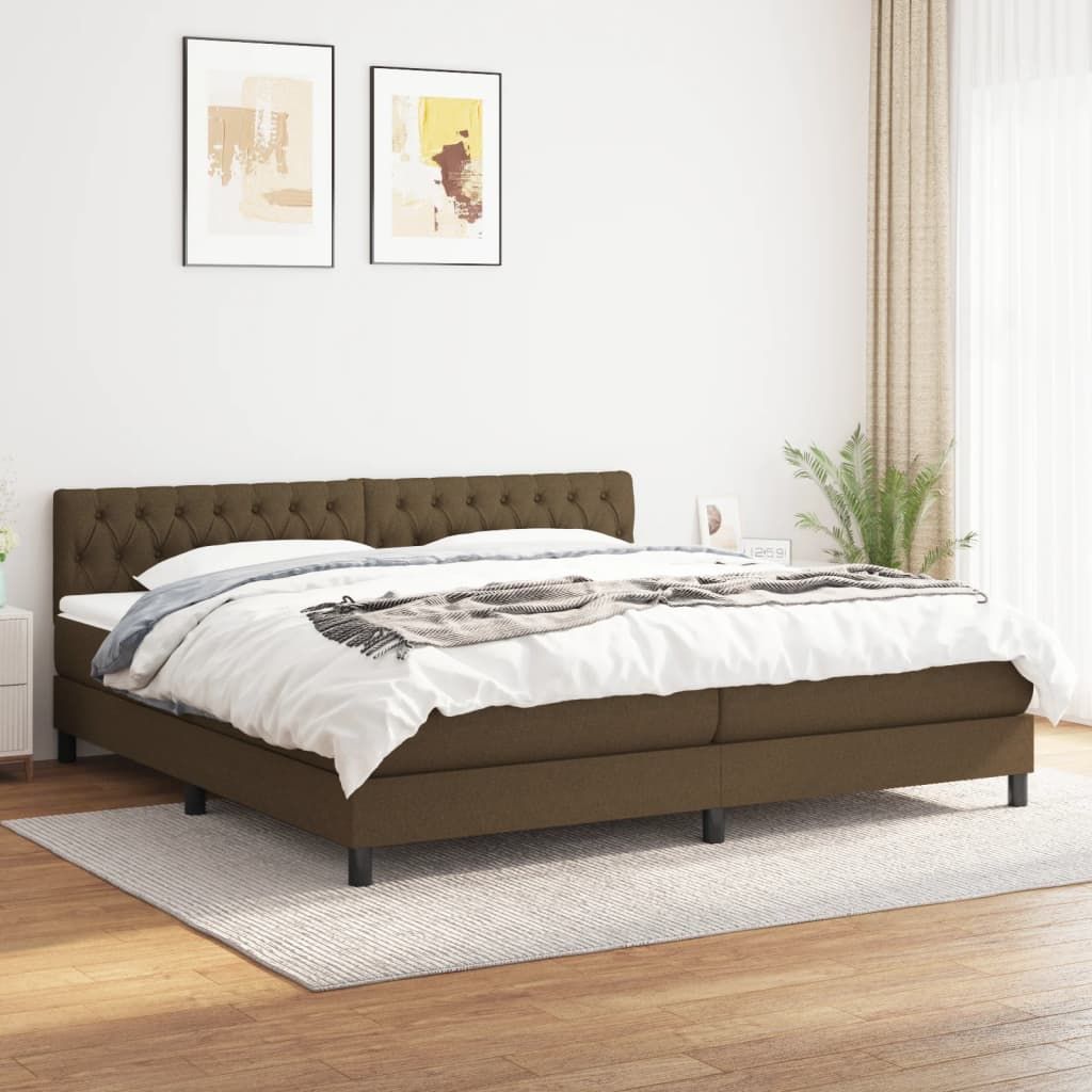 The Living Store Boxspringbett mit Matratze Dunkelbraun 200x200 cm Stoff