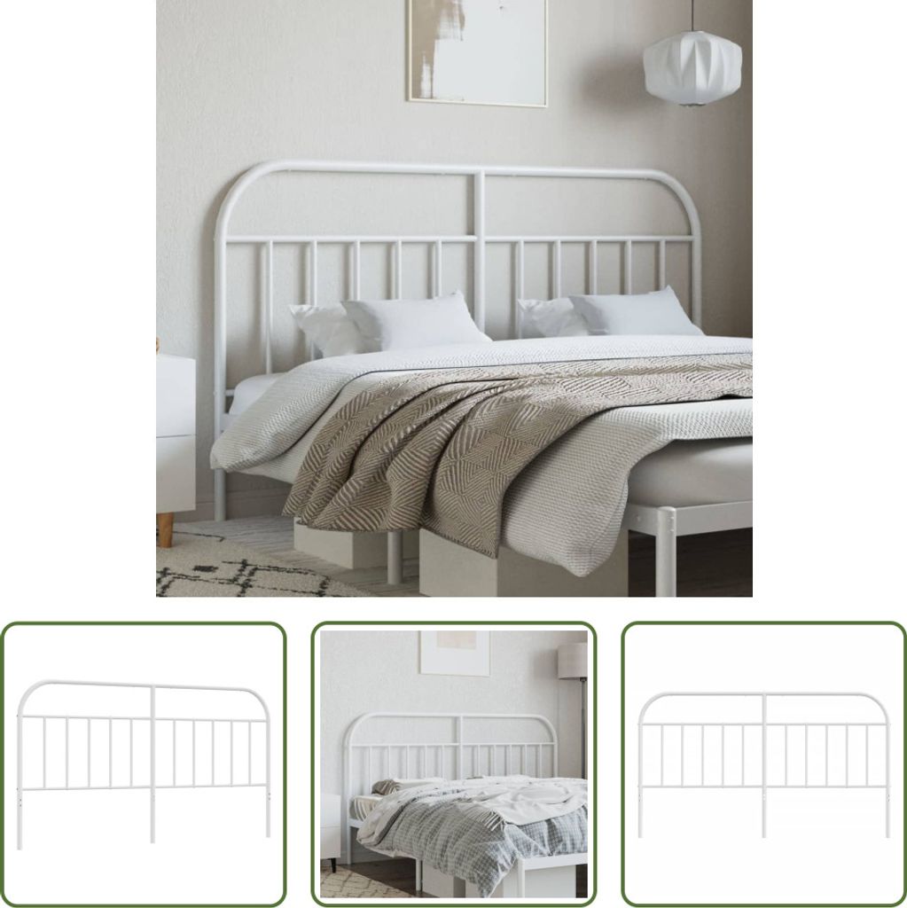 The Living Store Kopfteil Metall Weiß 180 cm