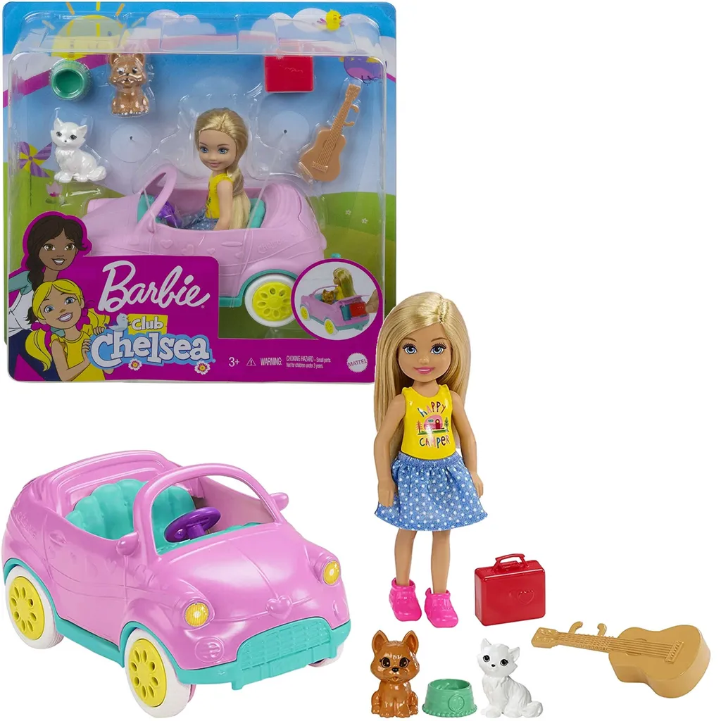 Barbie Chelsea Holiday Auto Poupée avec Voiture de Vacances et Accessoires