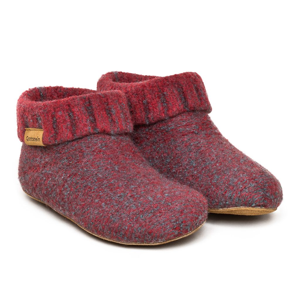 Gottstein Knit Boot Hüttenschuh Aus 100% Schurwolle, Sohle aus Rindsleder, Natürlich, leicht und temperaturregulierend