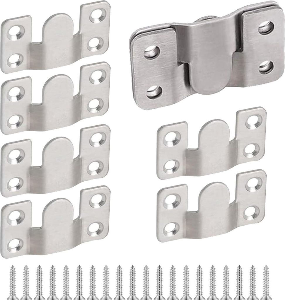 8 Stk Bilderrahmen Aufhänger, Ineinandergreifender Bildaufhänger Schwerlast, Edelstahl Möbelverbinder Haken, Foto Rahmen Haken Verdeckte Halteru...
