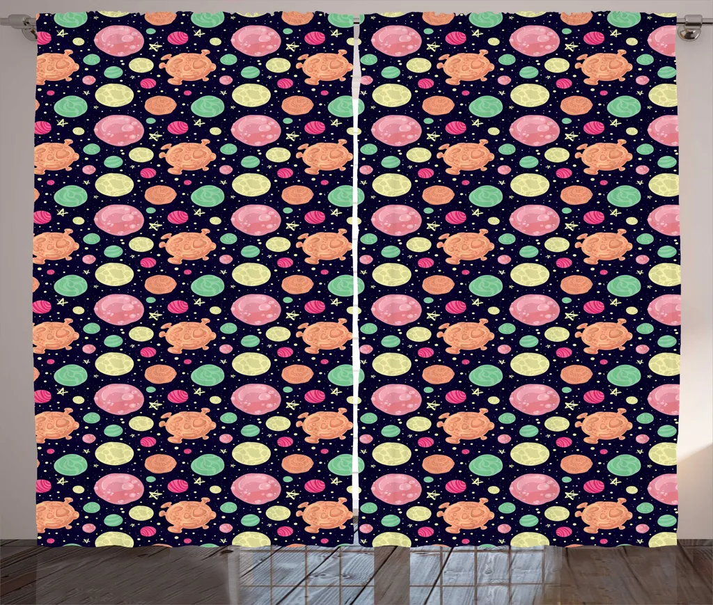 Rideaux Universels à Motifs Stellaires 280 x 225 cm Violet et Multicolore