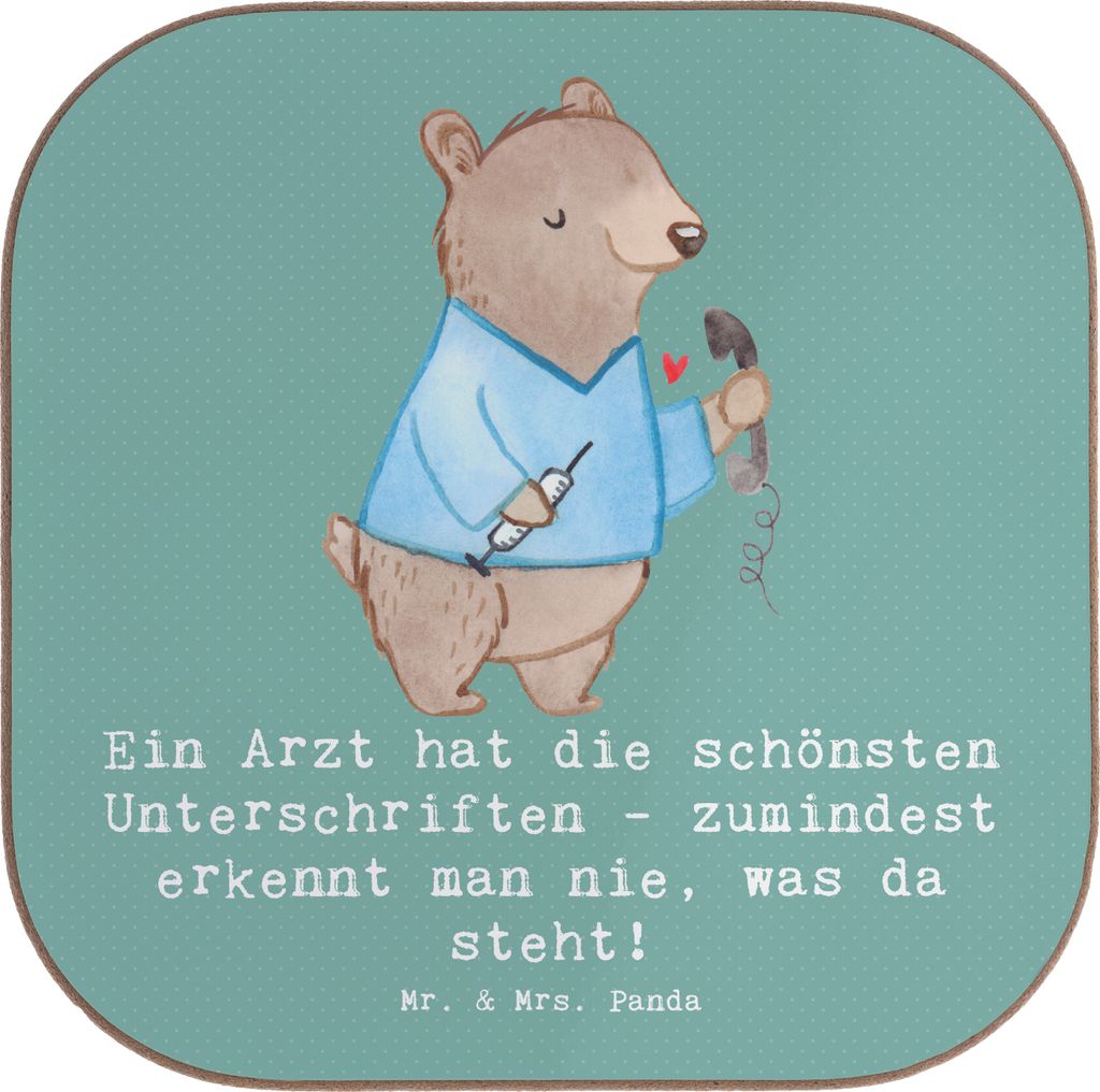 Mr. & Mrs. Panda Untersetzer für Gläser Arzt Unterschrift - Meeresbrise - Geschenk, Design, Facharzt, Notfallmediziner, Beruf, Ärztin, Berufspro...
