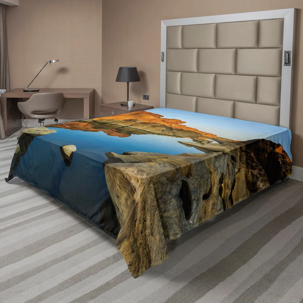 Lenzuolo ABAKUHAUS Scena Fiume Arancione e Blu - Letto Decorativo