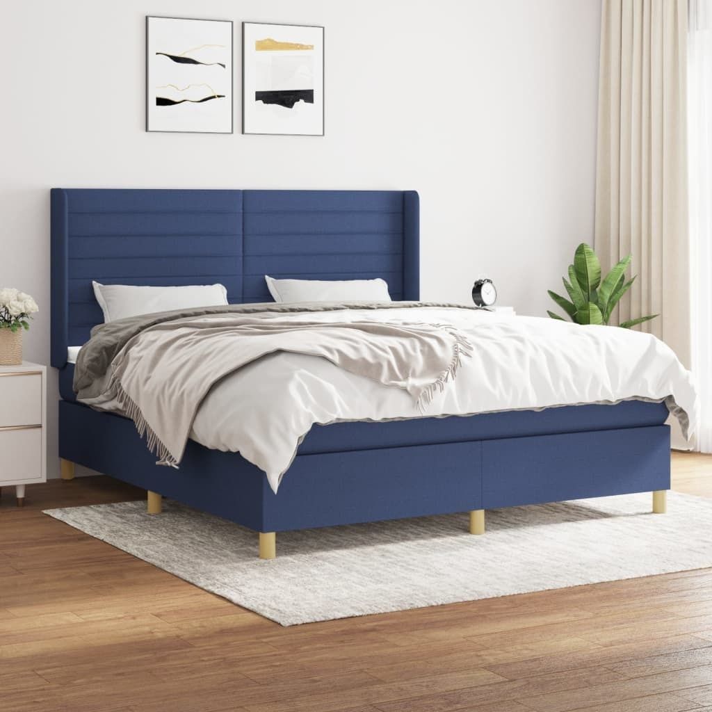 Möbel Boxspringbett mit Matratze Blau 180x200 cm Stoff - Klassische Betten 3132095