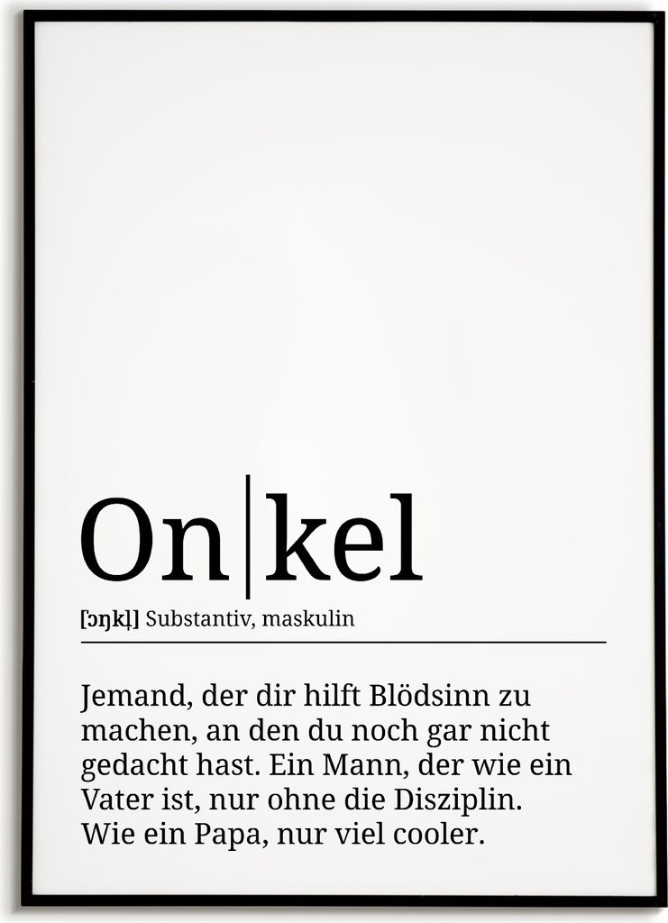 Onkel Poster Definition - Wandbild Kunstdruck – A4 (21x29.7cm) / schwarzer Bilderahmen