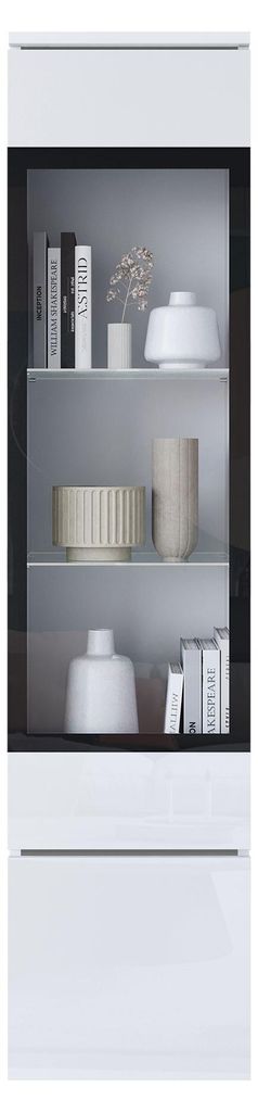 MIRJAN24 Glasvitrine Vera TYP 002, Vitrine mit zwei Drehtüren (Farbe: Weiß / Weiß Hochglanz)