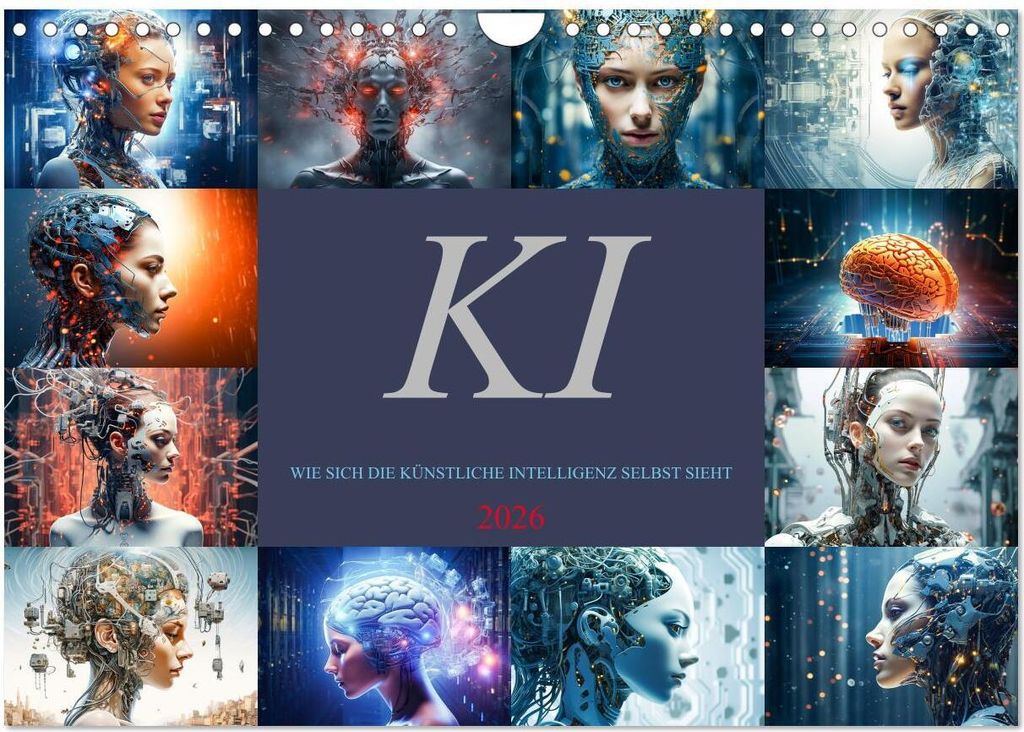 KI - Wie sich die künstliche Intelligenz selbst sieht (Wandkalender 2026 DIN A4 quer), CALVENDO Monatskalender