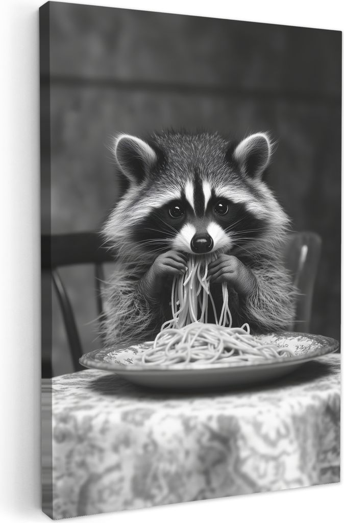 Leinwand Bilder 80x120 cm - Tiere, Komisch - Waschbär, Wandbilder, Wanddeko Wohnzimmer, Bild