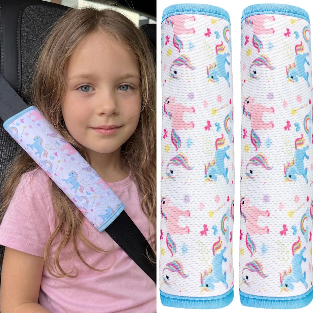 2x HECKBO Auto Unicorn Girls Seatbelt Protector Shoulder Immagine del prodotto 