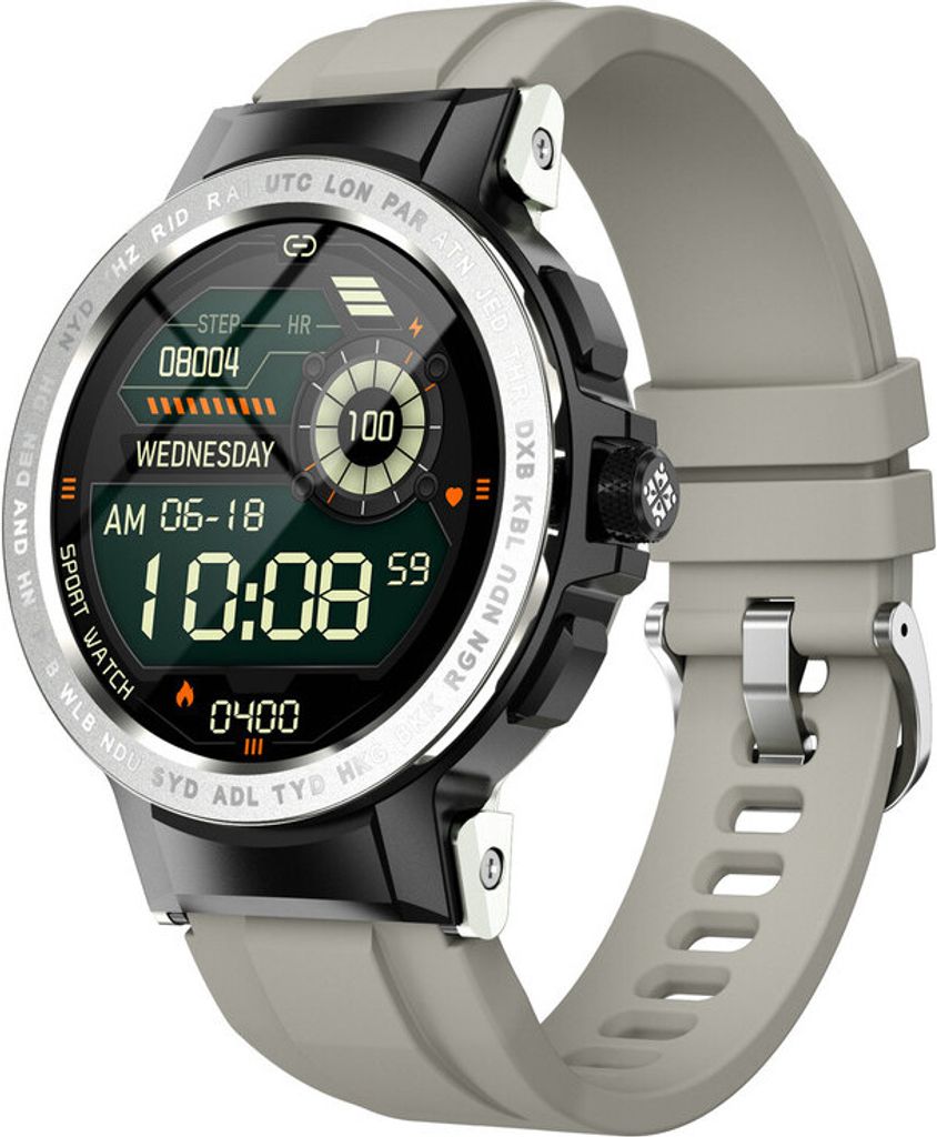 Smart Watch 24 Sportmodi Wasserdichter Gesundheits-Tracker für Männer Silbergrau