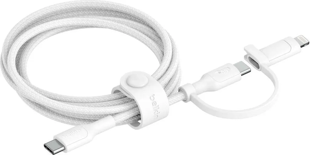 Câble Belkin BoostCharge Pro USB-C vers Lightning et USB-C Blanc 1,5m - 6