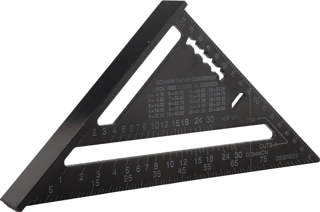 Zoll metrischer Dreieckswinkelmesser aus schwarzer Oxidations-Aluminiumlegierung für Dacharbeiten (metrisch)