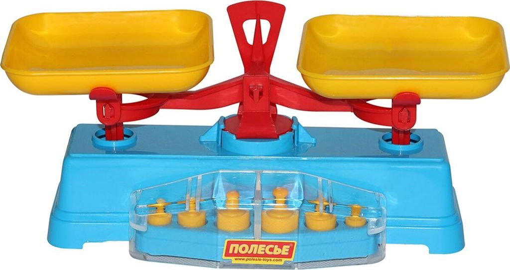 Polesie Kinder Spielzeug 53770 Waage, 28 x 11 x 11 cm, Gewichte, ab 3 Jahren bunt