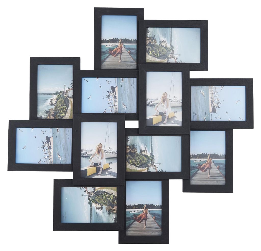 Bilderrahmen Set 12 Stück 13x18 cm Holz schwarz Collage Produktbild 