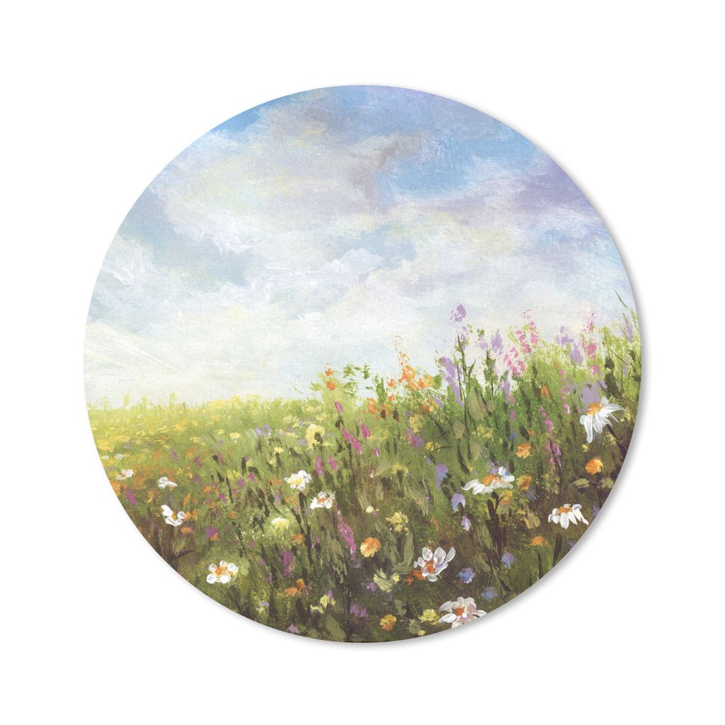 MuchoWow Mauspad Mousepad Sommer - Blumen - Ölfarbe 40x40 cm - Mousepads - Maus Mat - Pad - Mausunterlage - Schreibtisch Accessoires