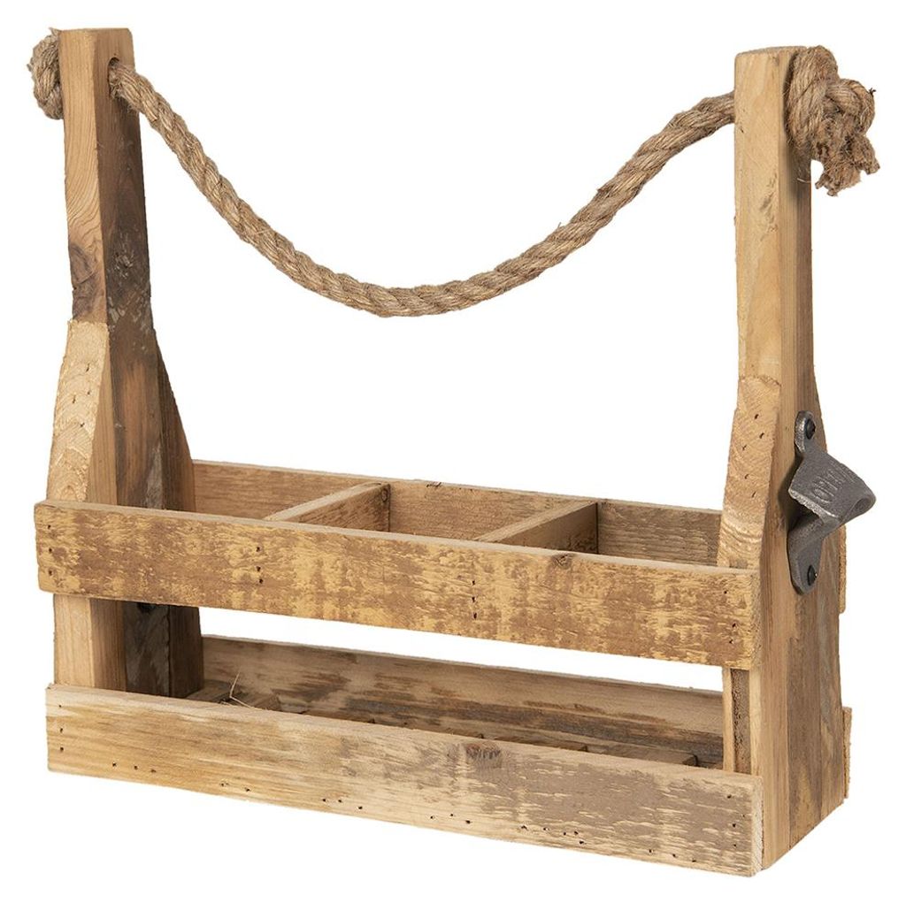 Portabottiglie Clayre & Eef 32x11x32 cm Legno marrone Immagine del prodotto 