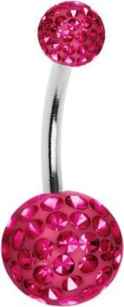 Piercing Ombelico Cristallo Rosa 8mm - Acciaio Chirurgico Elegante