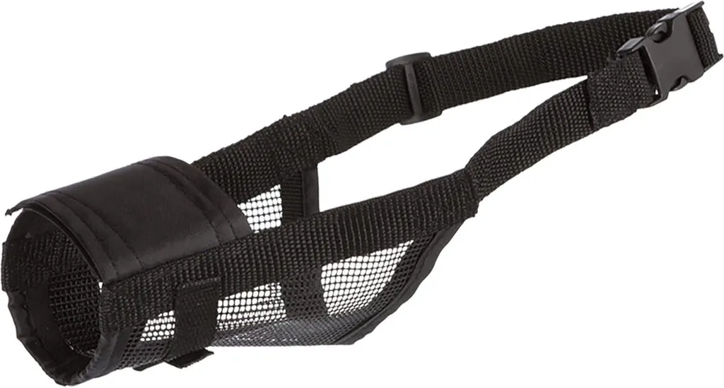 Muselière en polyester noir avec insert maille respirant taille L-XL