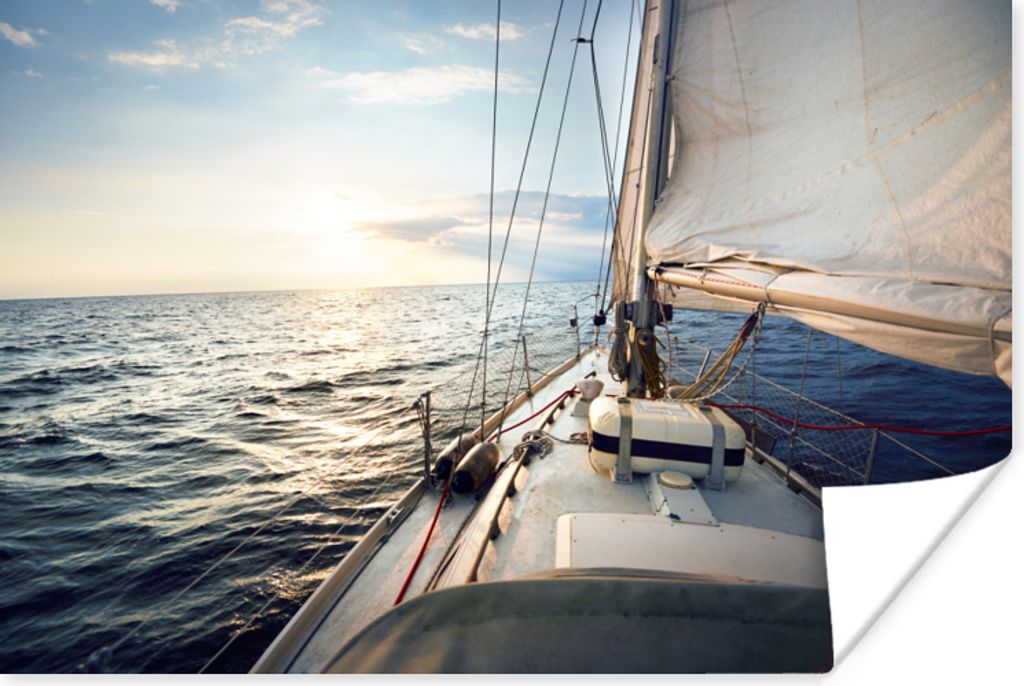 MuchoWow Poster Meer - Segelboot - Sonne 60x40 cm - Schlafzimmerdekoration