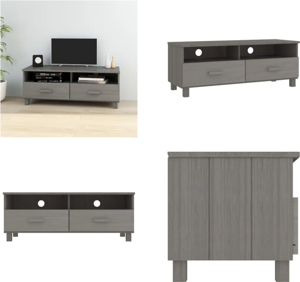 Mobile TV HAMAR vidaXL Grigio Chiaro 106x40x40 cm Pino Massiccio