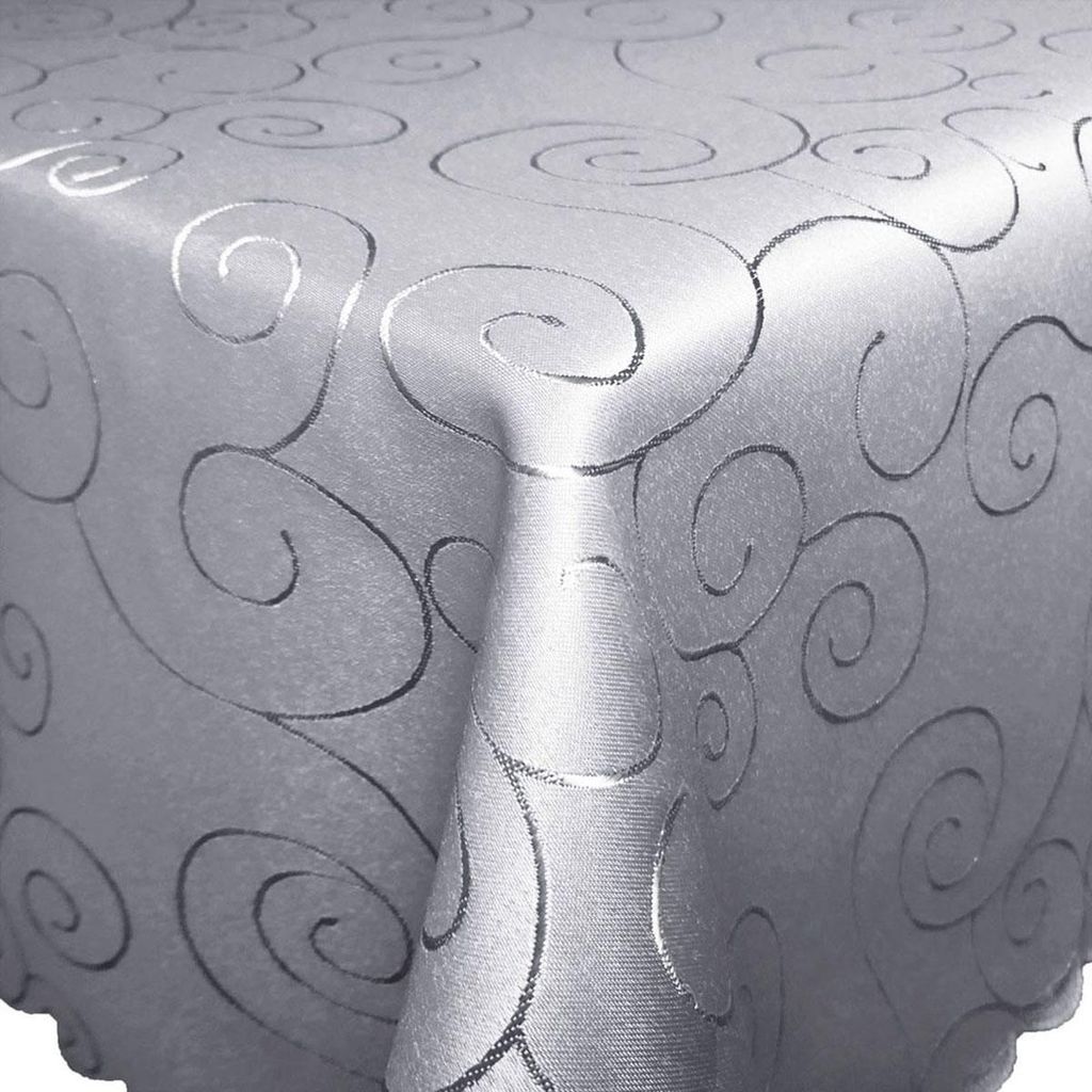 ORNAMENTE Tischdecke eckig 90x90 HELL-GRAU bügelfrei pflegeleicht