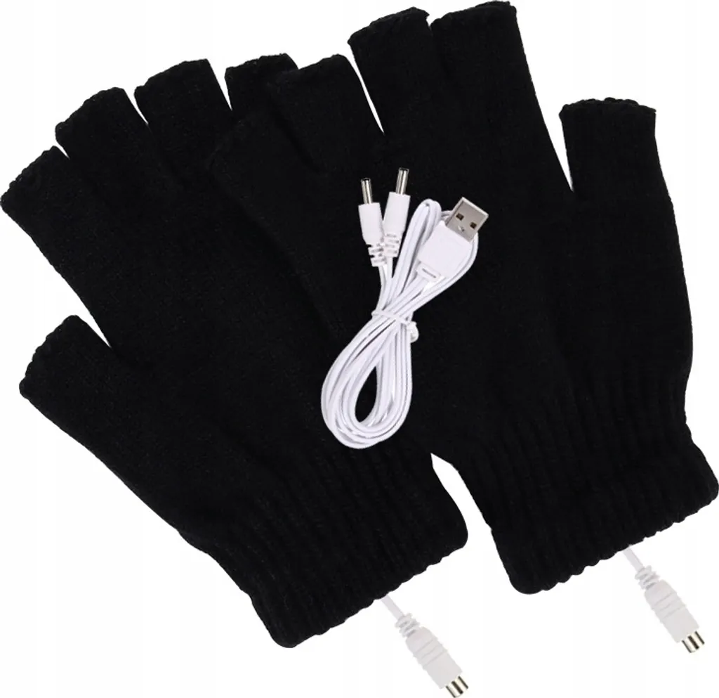 Guanti Riscaldati USB Per Uomo E Donna, Guanti Senza Dita In Maglia A Righe Guanti Invernali Scaldamani~p166275013