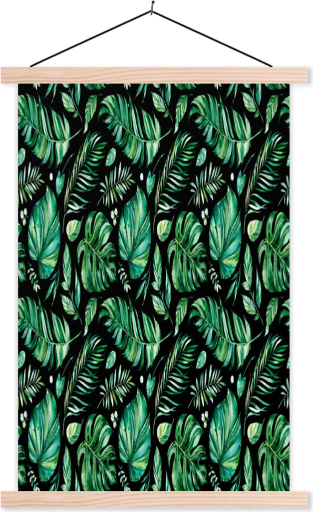 MuchoWow Textilposter Vintage - Blätter - Pflanzen 40x60 cm mit holzfarbenen Rahmen - Poster