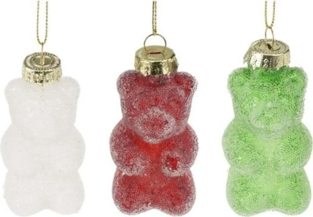 Lot de 24 porte-clés oursons multicolores en gomme souple de 7 cm