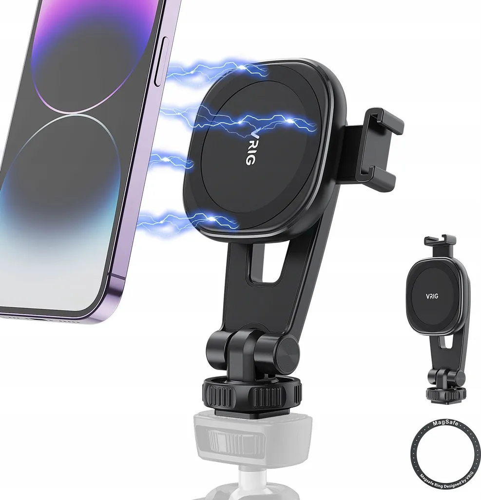 Support trépied MagSafe iPhone pour vlogging avec double griffe flash