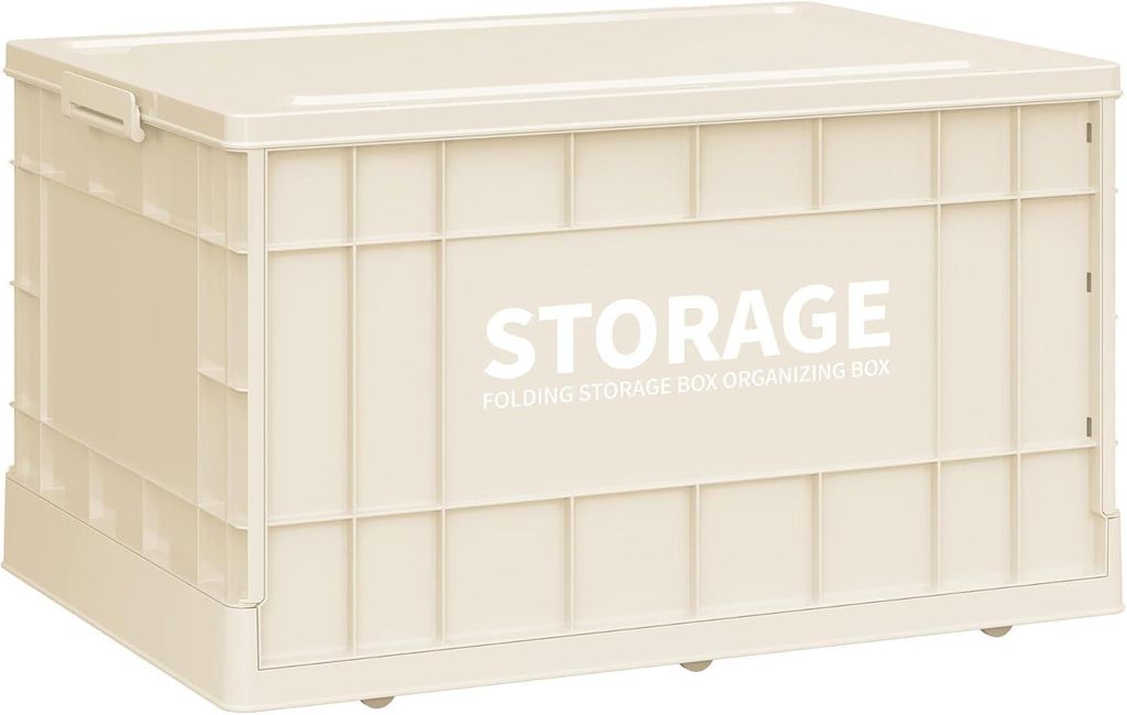 Faltbare Box mit Deckel, hohe Tragkraft, Transportbox, faltbare Aufbewahrungsbox, Campingbox, Kunststoff-Aufbewahrungsbehälter mit Deckel für Out...