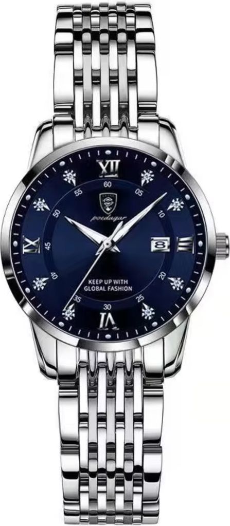 Uhr POEDAGAR LA-35031 - Elegante Damenuhr Silber/Blau KP35031